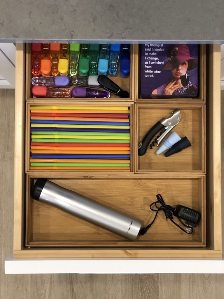 Drawer organization with museum glue